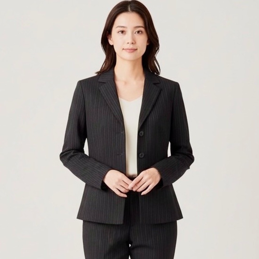 Kate Hill Lord &‎ Tayor Blazer Jacket Women 4 Black Pinstripe 5 Button Y2K Work